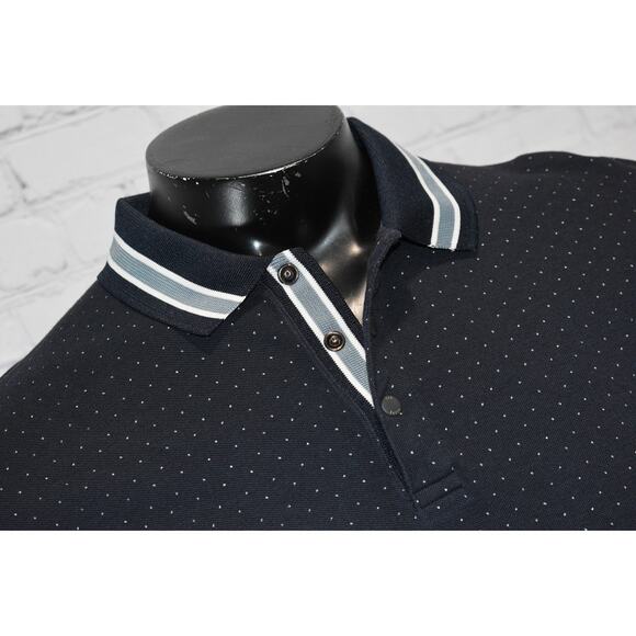 Ted Baker London Golf Polo Shirt Mens Size 5 Medium Blue Polka Dots Performance - Picture 2 of 6
